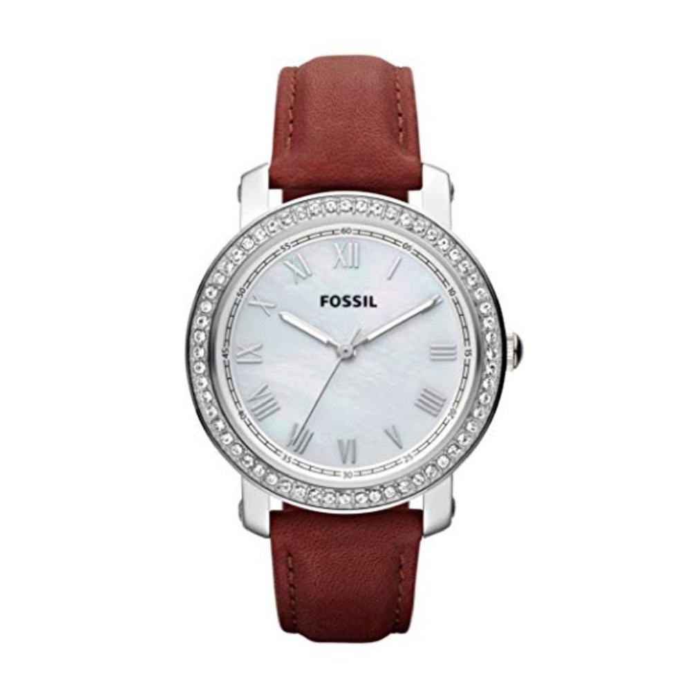 Fossil Red Leather Rhinestone Emma Watch
